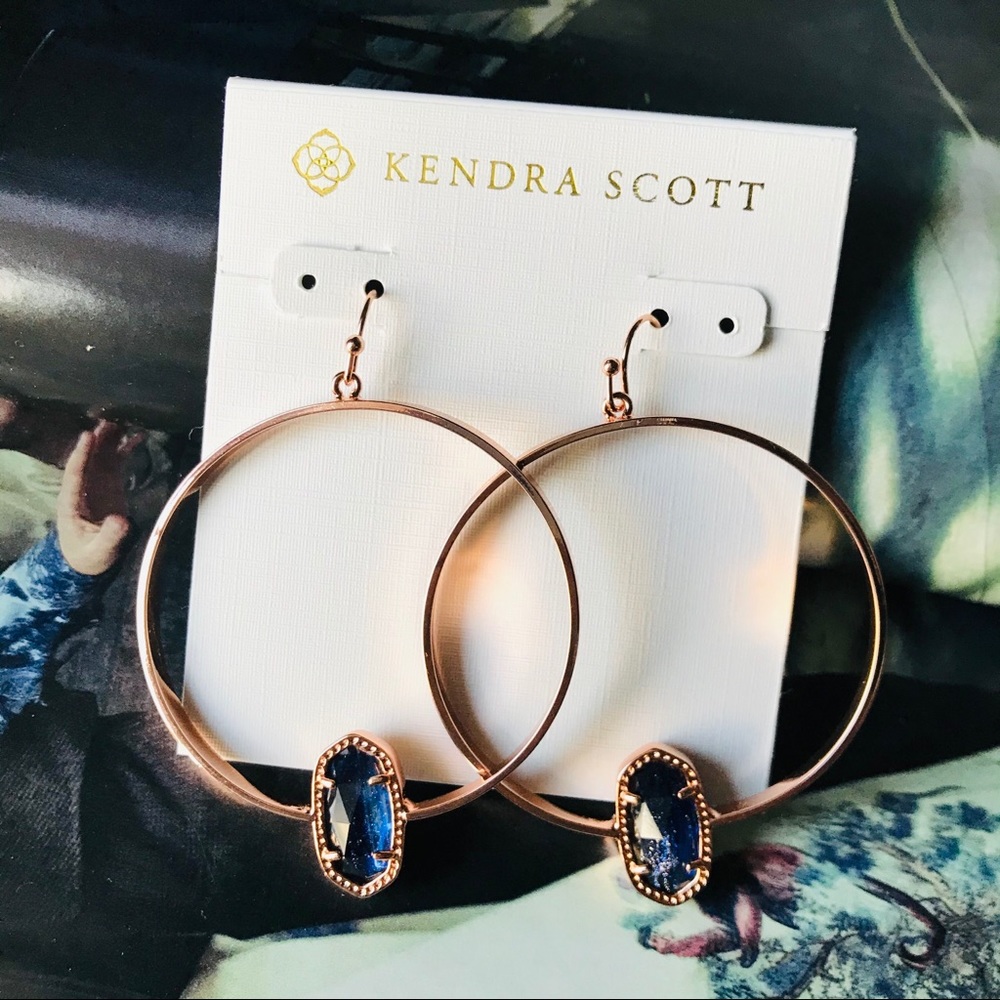 Kendra Scott Elora navy dusted rose gold earrings